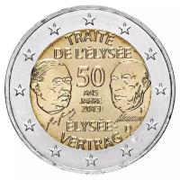 (011) Монета Германия (ФРГ) 2013 год 2 евро "Франко-германский договор" Двор F Биметалл UNC