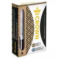 Маркер перманентный Crown "Multi Marker Slim" черный, 2мм, упаковка 12 шт