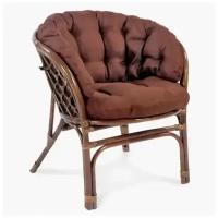 Кресло из натурального ротанга с большой кофейной подушкой Багама, цвет темно-коричневый