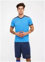 Футбольная форма KELME Short sleeve Segovia set голубая/синяя, размер 2XL