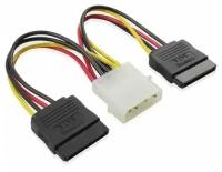 GCR GC-ST205 кабель питания-разветвитель MOLEX 4pin / 2 x SATA 15pin (0,15 м)