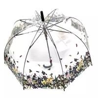 Зонт трость прозрачный купол с принтом