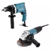 Набор Makita DK0123: углошлифовальная машина GA5030 + ударная дрель HP1630 (арт. 198388)