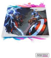 Картина по номерам на холсте Мстители - Капитан Америка и Тор, 70 х 100 см