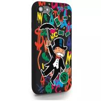 Черный силиконовый чехол MustHaveCase для iPhone 7/8/SE2020 Rich uncle PennyBags/Богатенький дядюшка толстосум для Айфон 7/8/СЕ2020 Противоударный