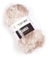 Пряжа для вязания YarnArt Samba (ЯрнАрт Самба) - 3 мотка 04 бежевый, травка, фантазийная для игрушек 100% полиэстер 150м/100г