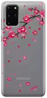 Ультратонкий силиконовый чехол-накладка Transparent для Samsung Galaxy S20+ с 3D принтом "Sakura"