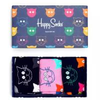 Носки Happy Socks, 3 пары, размер 36-40, фиолетовый, синий