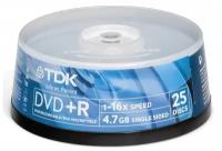 Диск DVD+R 4.7GB TDK 16X туба по 25шт. цена за уп