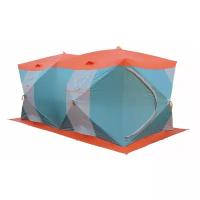 Палатка для зимней рыбалки Митек Нельма-Куб 4 Люкс профи (оранж-беж/изумрудный)