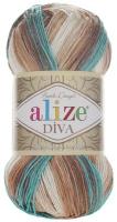 Пряжа Alize Diva Batik (Дива Батик) 4603 бело-бежево-бирюзовый 100% микрофибра, 100 гр, 350 м, 1 шт