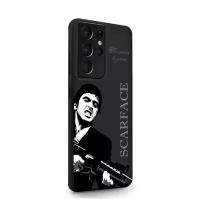 Черный силиконовый чехол MustHaveCase для Samsung Galaxy S21 Ultra Scarface Tony Montana/ Лицо со шрамом для Самсунг Галакси С21 Ультра Противоударный