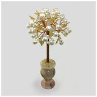 Дерево из жемчуга «Свадебный сувенир» в вазочке из оникса