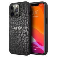 Чехол Guess PU Croco with metal logo Hard для iPhone 13 Pro, черный