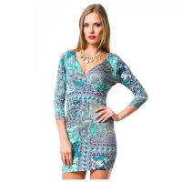 Бирюзовое платье с рукавом Mondigo 6099, голубой, размер: 44