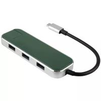 USB-концентратор Rombica Type-C Chronos, разъемов: 3, 17 см, green