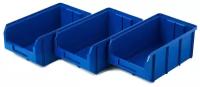 Пластиковый ящик Стелла-техник V-3-К3-синий, комплект 3 штуки