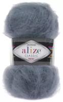 Пряжа Alize Mohair Classic New (Мохер Классик Нью) - 2 шт Цвет: 87 угольный серый 25% мохер, 24% шерсть, 51% акрил 100г 200м