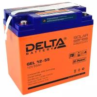 Аккумулятор DELTA гелевый GEL 12-55 (12В, 55Ач / 12V, 55Ah / Вывод под болт M6)