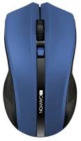 Мышь беспроводная CANYON CNE-CMSW05BL, 2.4Ghz wireless Optical Mouse with 4 buttons, DPI 800/1200/1600, голубой