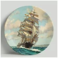 Декоративная тарелка Корабль в море, 20 см