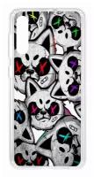 Чехол для Samsung Galaxy A50/A50S/A30S Kruche Print Angry Cats,пластиковая накладка,силиконовый бампер с защитой камеры,защитный прозрачный с рисунком