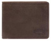 Бумажник KLONDIKE 1896, натуральная кожа, без застежки, 2 отделения для банкнот, отделения для карт и монет, коричневый