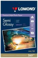 265 г/м, A4, Semi Glossy Bright Premium двухсторонняя фотобумага, 20 листов Lomond 1106301