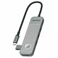 USB-Хаб Type-C Momax ONELINK 6 в 1, Type-C PD 100 Вт, 3xUSB-A, HDMI 4K60Hz - (DH16E)