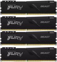 Оперативная память для компьютера 16Gb (4x4Gb) PC4-21300 2666MHz DDR4 DIMM CL16 Kingston FURY Beast Black (KF426C16BBK4/16)