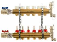 STOUT Распределительный коллектор 9 контуров из латуни с расходомерами