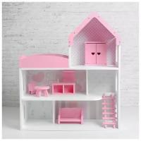 Кукольный домик Авалон "Мармелад" 3 этажа, с обоями и набором мебели (ДК30220П/1)