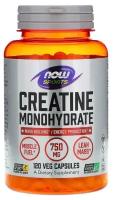 Капсулы NOW Creatine Monohydrate, 190 г, 750 мг, 120 шт