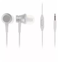 Наушники Xiaomi Mi In-Ear Basic ZBW4355TY, вакуумные, микрофон, 93дБ, 3.5мм,1.25м,серебряные