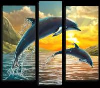 Модульная картина Дельфины 103х90 см