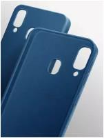 Чехол на Samsung Galaxy A40 ( Самсунг Галакси А40 ) силиконовый бампер накладка с защитной подкладкой микрофибра синий Brozo