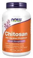 NOW Chitosan Plus Chromium 500 мг (240 капсул) - препарат для похудения хитозан блокатор жира