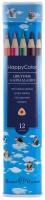 Карандаши BrunoVisconti, цветные, 12 цветов, в металлической тубе, HappyColor, Арт. 30-0047, упаковка в ассортименте
