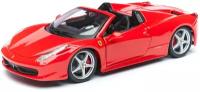 Легковой автомобиль Bburago Ferrari 458 Spider (18-26017) 1:43, 18.5 см, красный