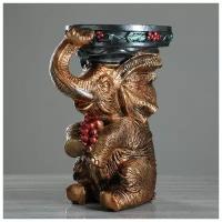 Подставка декоративная "Слон", бронза, покрытие лак, гипс, 43 см, микс