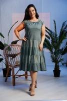 Платье женское летнее "Полоса олива платье 60 размера"