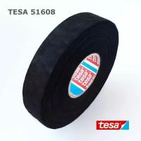 Изолента tesa 51608, 1 шт. шумоизоляция автомобильная тканевая флисовая матерчатая салонная профессиональная черная, "антискрип", шумопоглощающая лента, обмотка, скрутка для проводов, кабеля, 19 мм 25 м 230 мкм, 1 шт