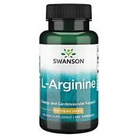 Аминкислота L-аргинин Swanson, L-Arginine 500mg, 100 капсул