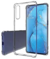 Чехол панель накладка MyPads для OPPO Reno 3 Pro 5G с защитными заглушками с защитой боковых кнопок с усиленными углами силиконовая прозрачная