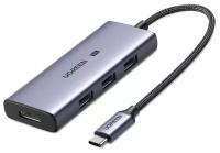 UGREEN. USB концентратор Ugreen 4 в 1 (хаб), 3 х USB 3.0, HDMI 4Кх120Гц (50629)