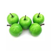 Набор искусственных фруктов "Яблоки", цвет: зеленый, 3x3.5 см, 5 штук