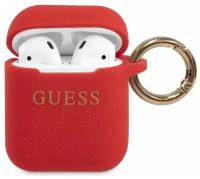 Чехол с карабином CG Mobile Guess Silicone case with ring для AirPods 1&2, цвет Красный (GUACCSILGLRE)