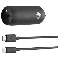 Автомобильное зарядное устройство Belkin Boost Charge USB-C + кабель Lightning, 20Вт, PD, черный