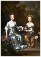Репродукция на холсте Портрет Генриетты и Марии Хайд (Portrait of Henrietta and Mary Hyde) Виссинг Уильм 30см. x 42см