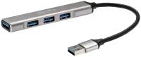 Переходник USB 3.0 адаптер / USB HUB / ЮСБ ХАБ "4 в 1" Telecom USB 3.0 - USB 3.0 + 3 х USB 2.0 20 см алюминиевый корпус серый (TA308U)